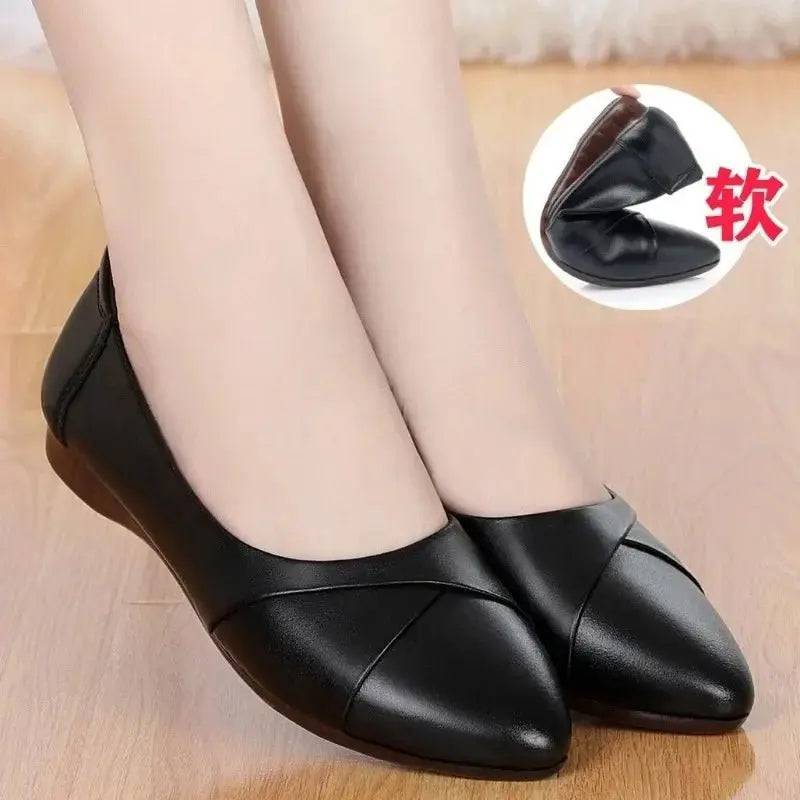 Autumn Women's Flat Shoes Fashion New Shallow Slip on Casual Shoes for Women Outdoor Soft Leather Office Ladies Walking Shoes - Lamiiche