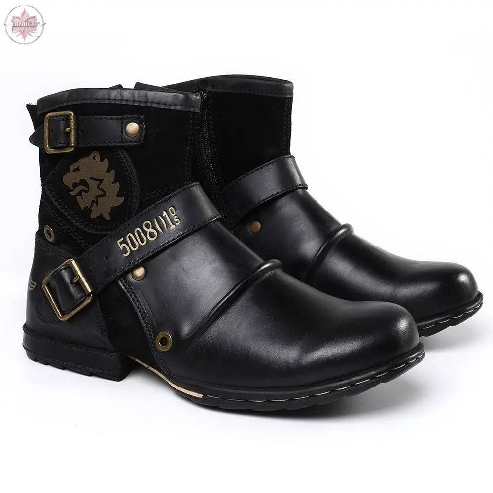 Western denim color changing Martin shoes for men leather shoes for men - Lamiiche