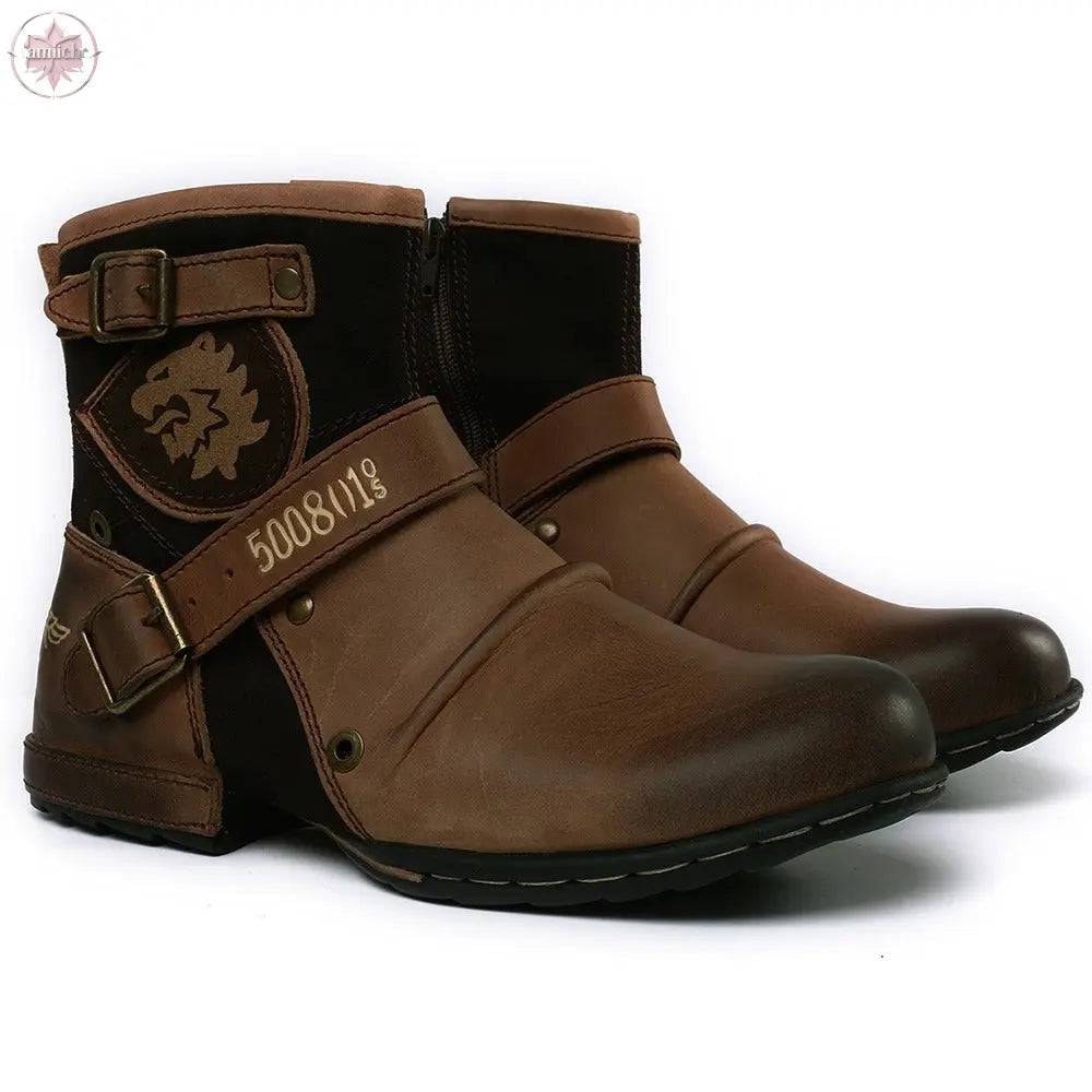 Western denim color changing Martin shoes for men leather shoes for men - Lamiiche