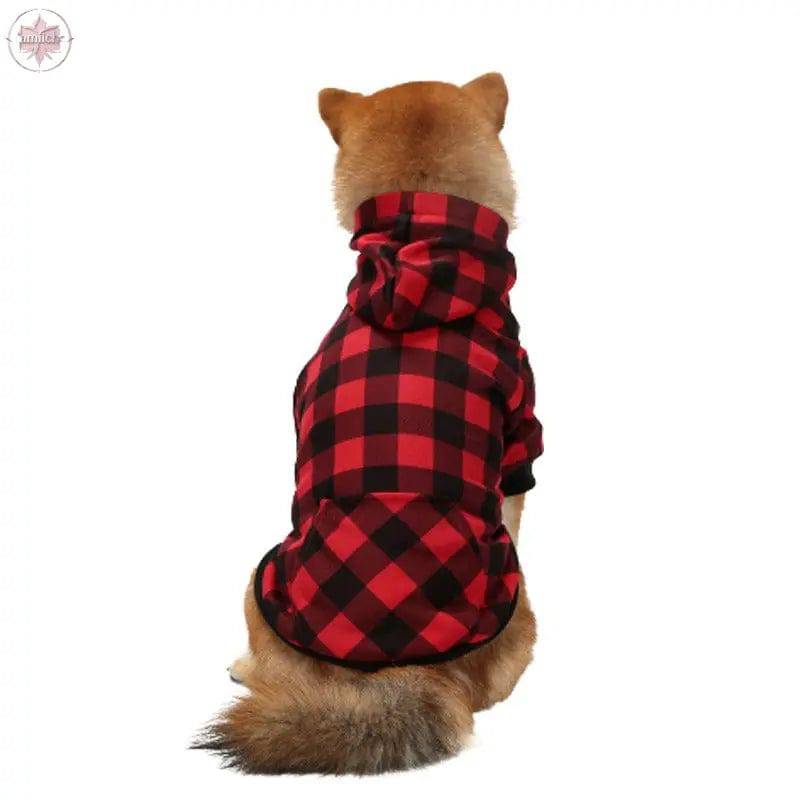 Christmas pet plaid hoodie with thickened hooded small medium and large dog clothing - Lamiiche