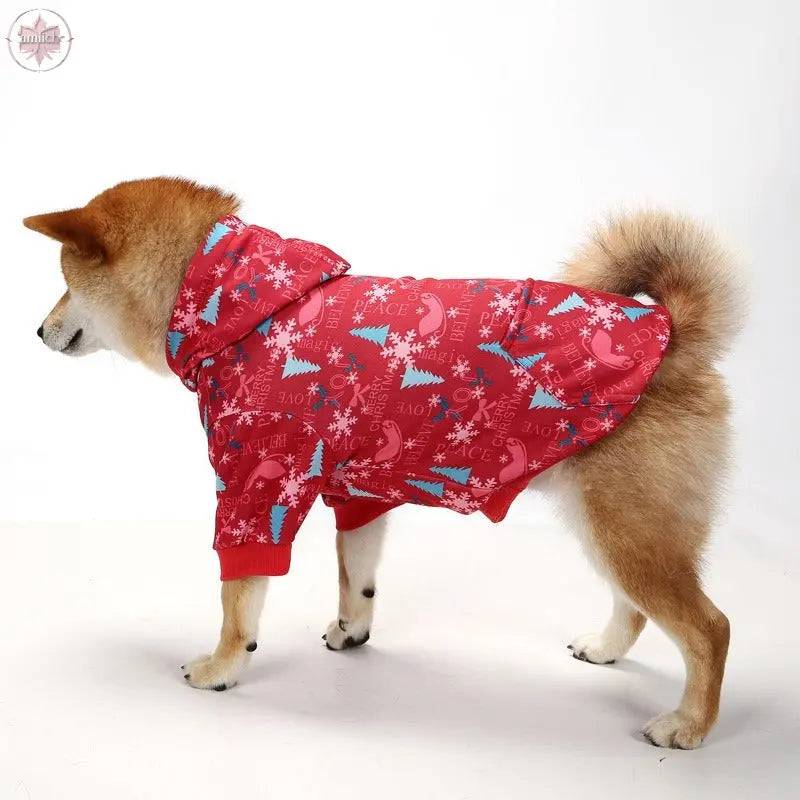 Christmas pet plaid hoodie with thickened hooded small medium and large dog clothing - Lamiiche