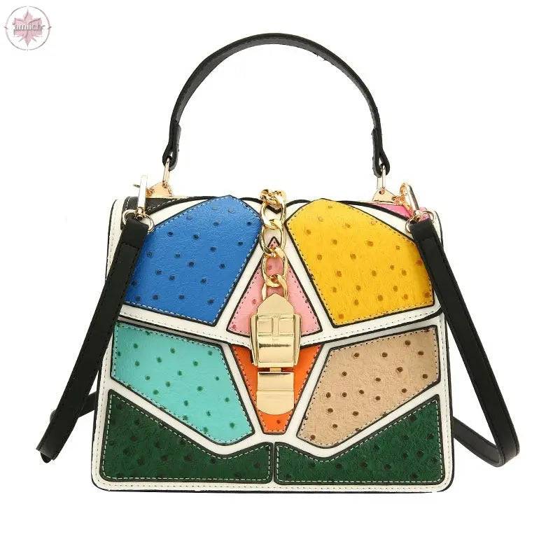 Color blocking hand-held small square bag, versatile for women, single shoulder - Lamiiche