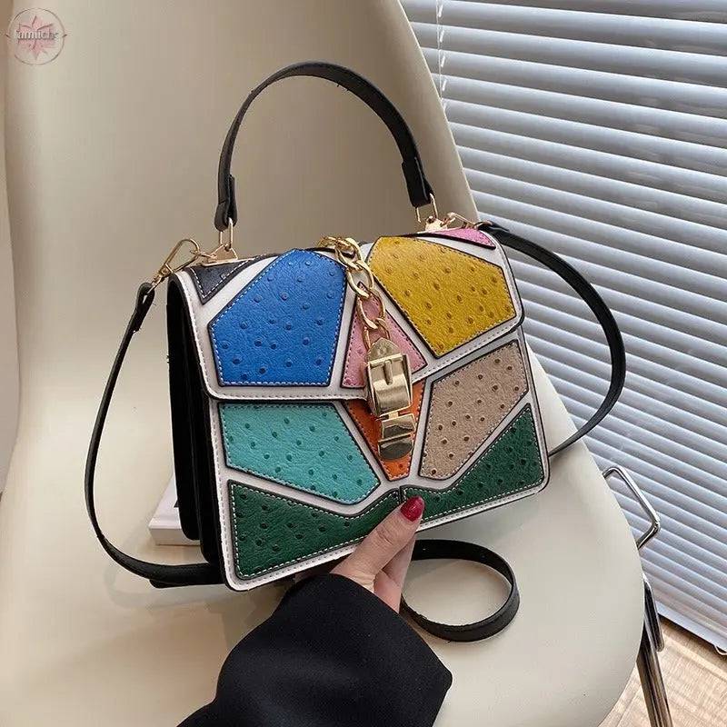 Color blocking hand-held small square bag, versatile for women, single shoulder - Lamiiche