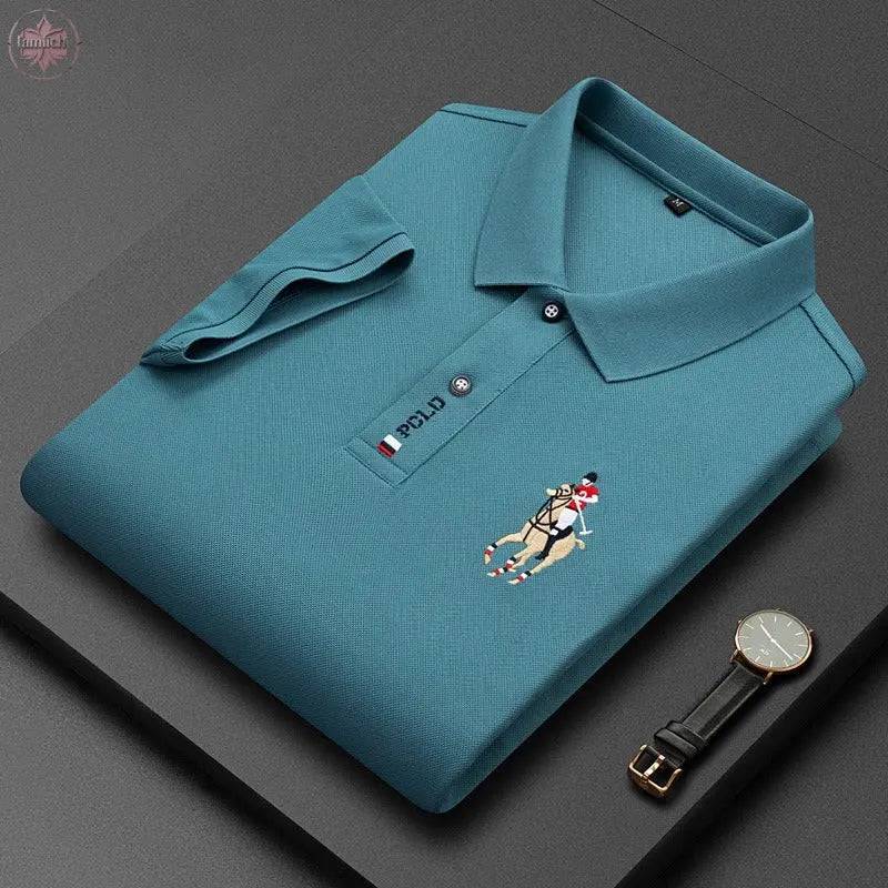 Men's short sleeved POLO shirt with a lapel and pearl T-shirt for Father's Day - Lamiiche