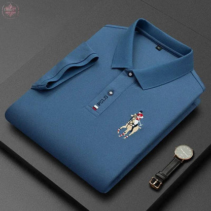 Men's short sleeved POLO shirt with a lapel and pearl T-shirt for Father's Day - Lamiiche