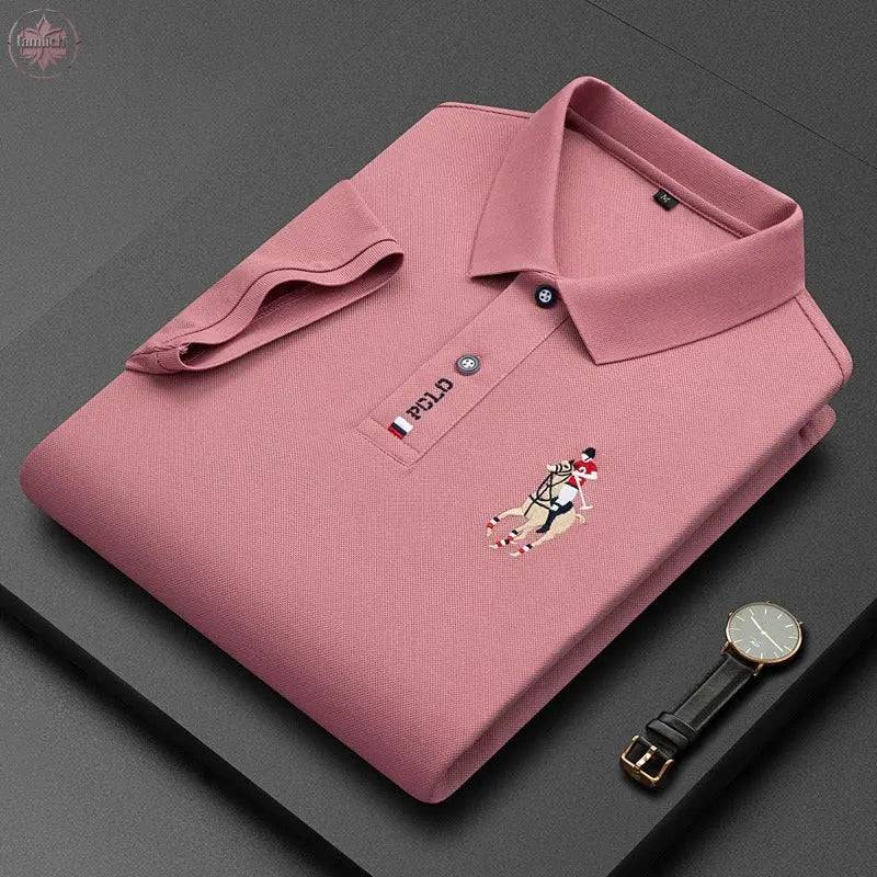 Men's short sleeved POLO shirt with a lapel and pearl T-shirt for Father's Day - Lamiiche