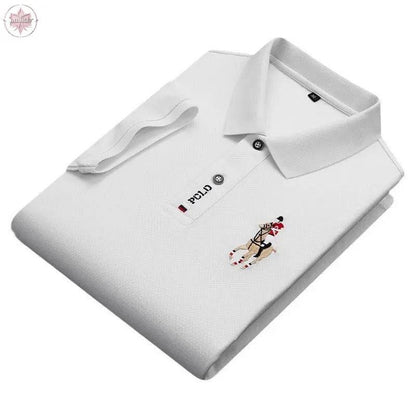 Men's short sleeved POLO shirt with a lapel and pearl T-shirt for Father's Day - Lamiiche