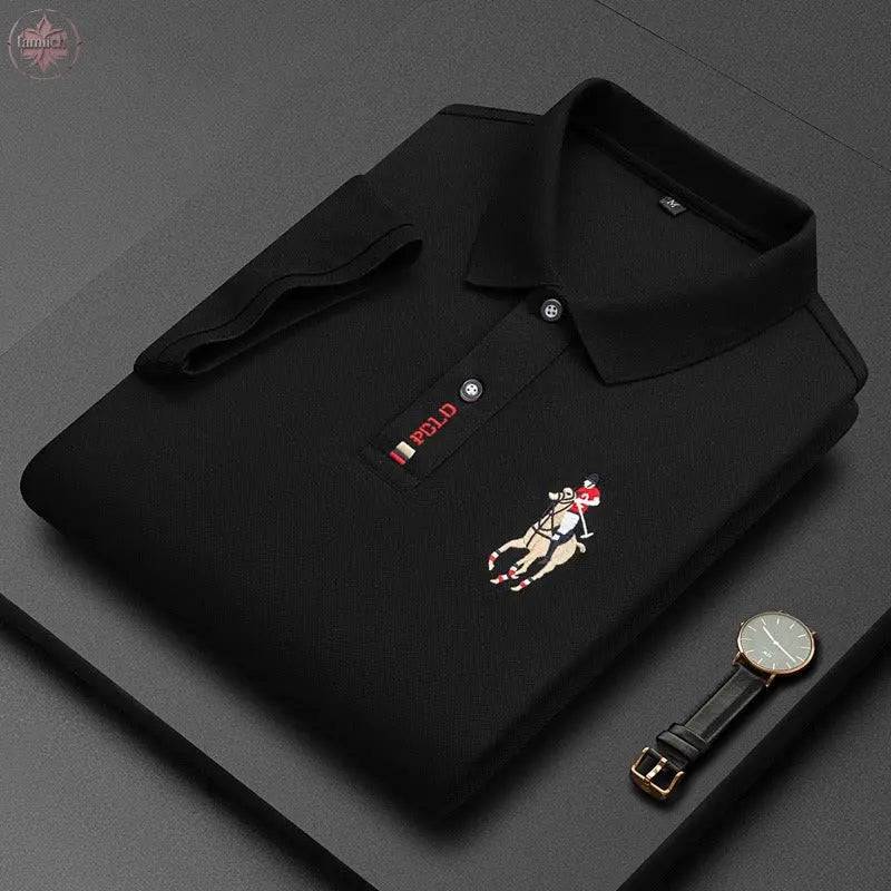 Men's short sleeved POLO shirt with a lapel and pearl T-shirt for Father's Day - Lamiiche