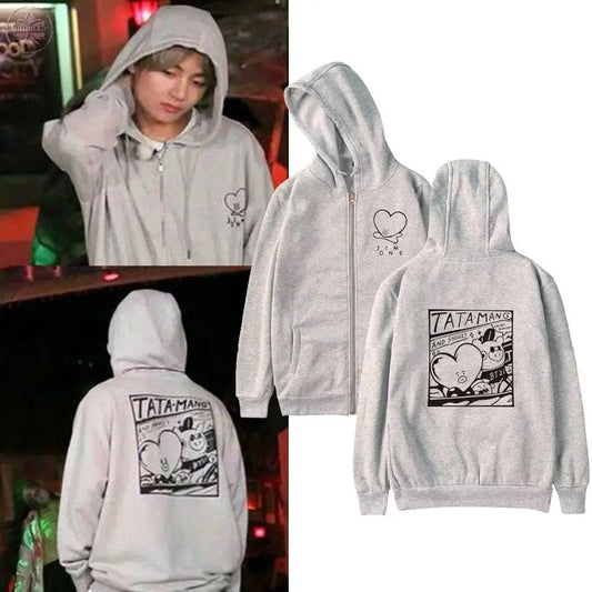 BTS Kpop Love Yourself Zipper Hoodies Sweatshirt Women/Men BTS V jimin Hooded Women/men Streetwear - Lamiiche