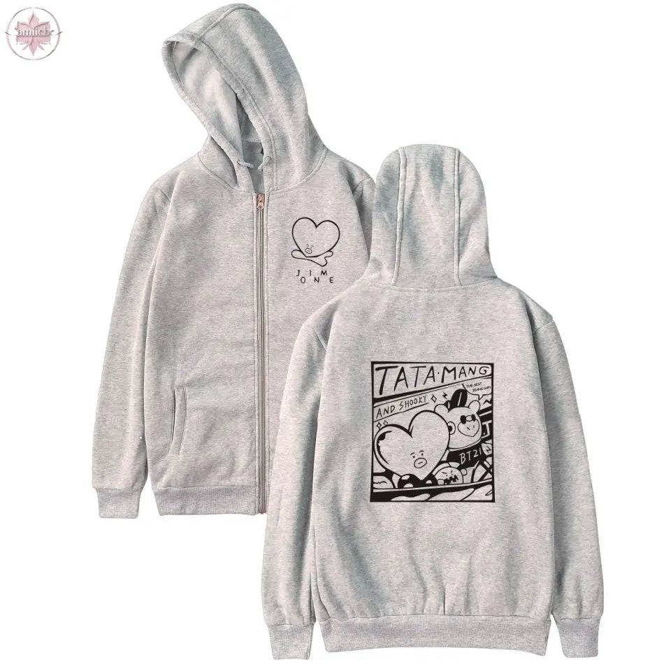 BTS Kpop Love Yourself Zipper Hoodies Sweatshirt Women/Men BTS V jimin Hooded Women/men Streetwear - Lamiiche