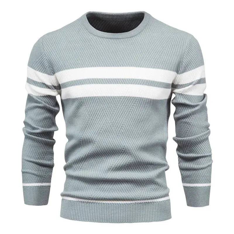 New Autumn Pullover Men's Sweater O-neck Patchwork Long Sleeve Warm Slim Sweaters Men Casual Fashion Sweater Men Clothing - Lamiiche