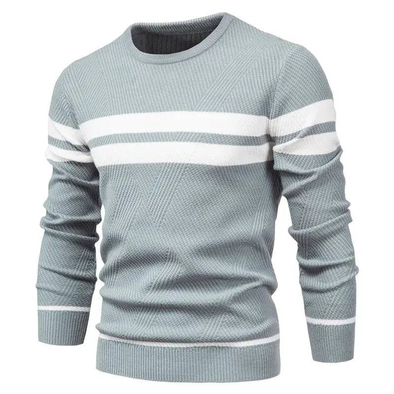 New Autumn Pullover Men's Sweater O-neck Patchwork Long Sleeve Warm Slim Sweaters Men Casual Fashion Sweater Men Clothing - Lamiiche