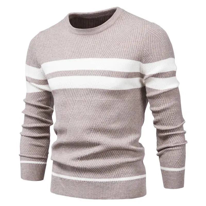 New Autumn Pullover Men's Sweater O-neck Patchwork Long Sleeve Warm Slim Sweaters Men Casual Fashion Sweater Men Clothing - Lamiiche