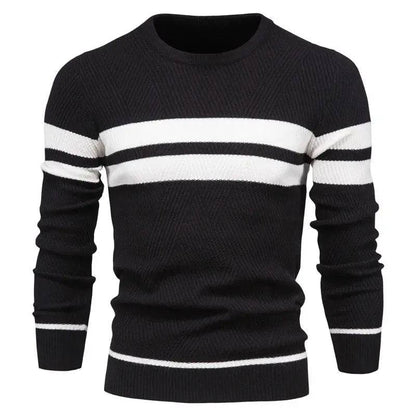 New Autumn Pullover Men's Sweater O-neck Patchwork Long Sleeve Warm Slim Sweaters Men Casual Fashion Sweater Men Clothing - Lamiiche