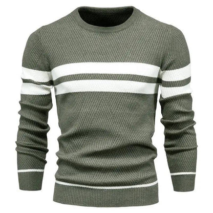 New Autumn Pullover Men's Sweater O-neck Patchwork Long Sleeve Warm Slim Sweaters Men Casual Fashion Sweater Men Clothing - Lamiiche