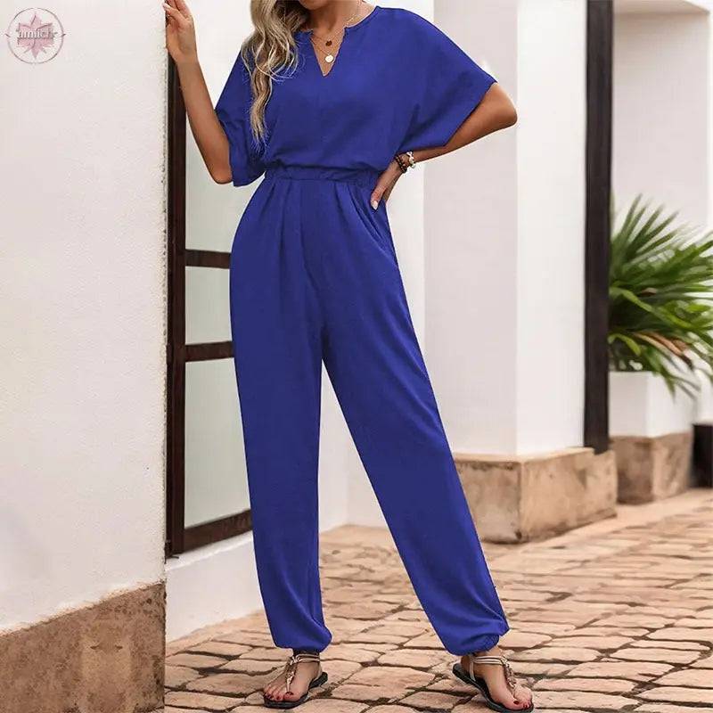 New European and American Summer Women's Casual Solid Color European and American jumpsuit - Lamiiche