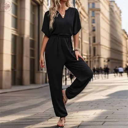 New European and American Summer Women's Casual Solid Color European and American jumpsuit - Lamiiche