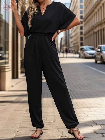 New European and American Summer Women's Casual Solid Color European and American jumpsuit - Lamiiche