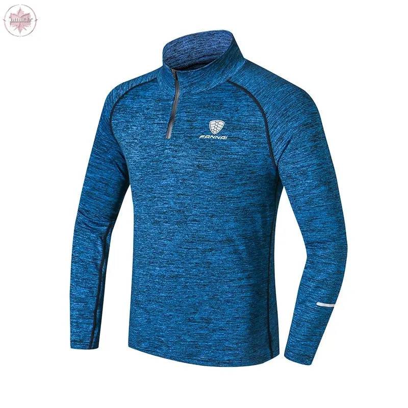 FANNAI Sport Men T-shirt with Zipper Quick Dry Long Sleeve Camisa Sportswear Men Fitness Outdoor Running Trainining Clothing Gym - Lamiiche