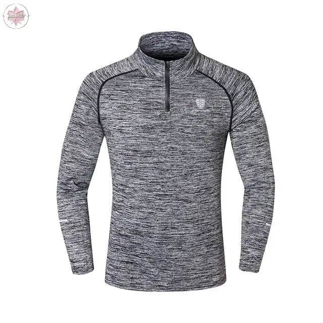 FANNAI Sport Men T-shirt with Zipper Quick Dry Long Sleeve Camisa Sportswear Men Fitness Outdoor Running Trainining Clothing Gym - Lamiiche