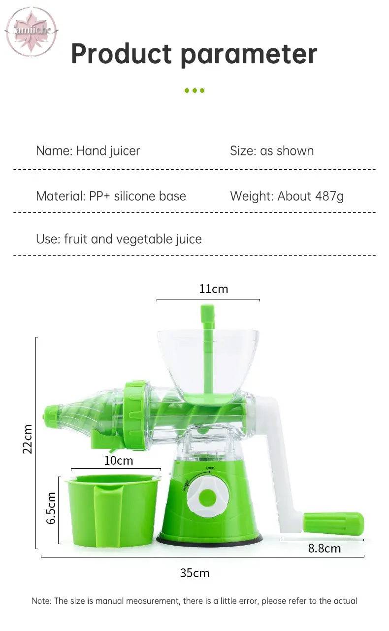 Multi Functional Manual Rotary Juicer Household Kitchen Manual Pulp Separation Juicer Small Portable Food Processor - Lamiiche