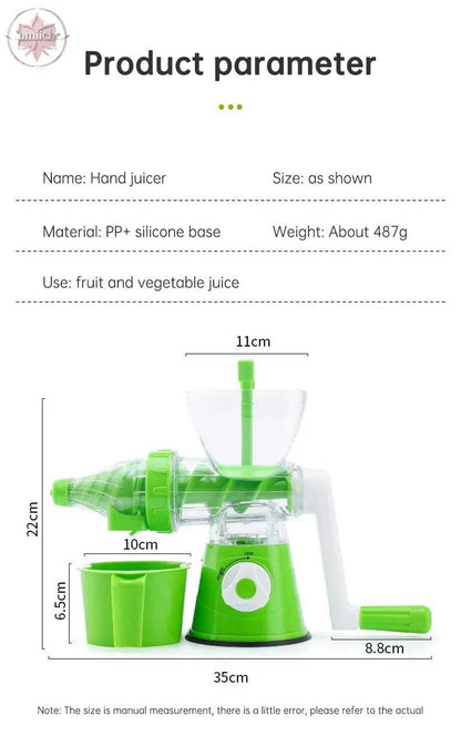 Multi Functional Manual Rotary Juicer Household Kitchen Manual Pulp Separation Juicer Small Portable Food Processor - Lamiiche