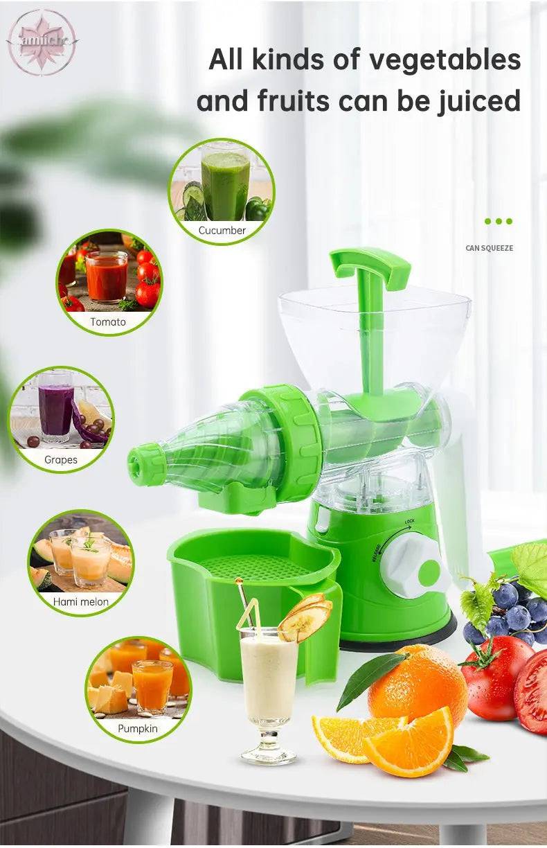 Multi Functional Manual Rotary Juicer Household Kitchen Manual Pulp Separation Juicer Small Portable Food Processor - Lamiiche