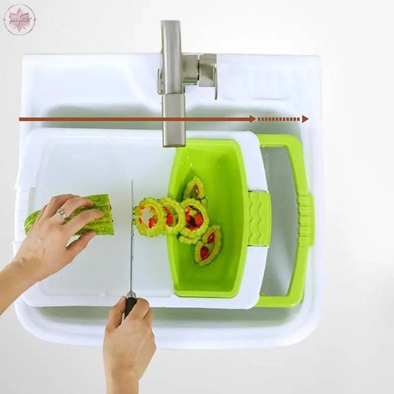 Multifunction Kitchen Chopping Blocks Sinks Drain Basket Cutting Board Vegetable Meat Tools Kitchen Accessories - Lamiiche