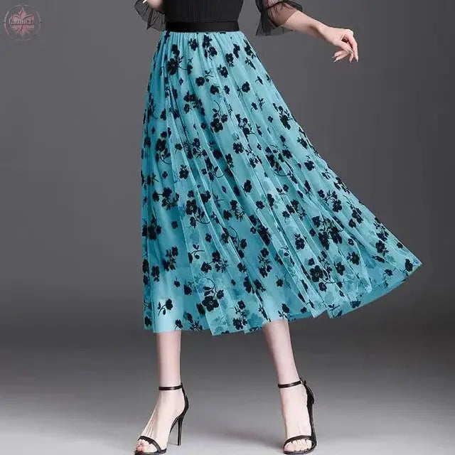 Mesh Floral Skirt For Women 