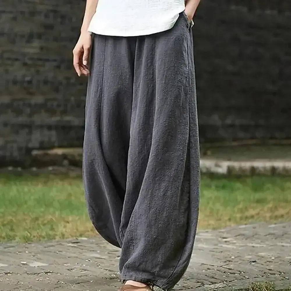 Cotton Linen Style Bloomers Wide Leg Pants - Lamiiche