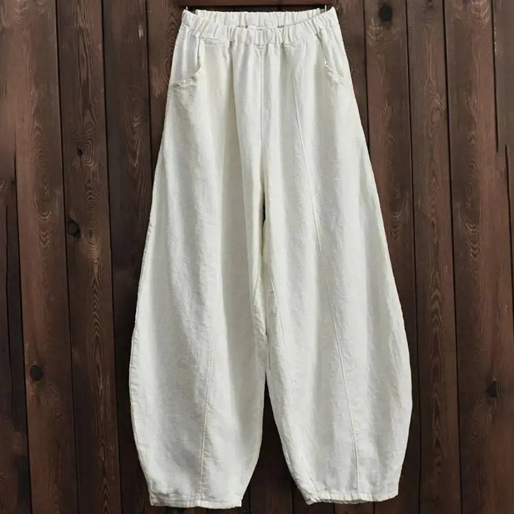 Cotton Linen Style Bloomers Wide Leg Pants - Lamiiche