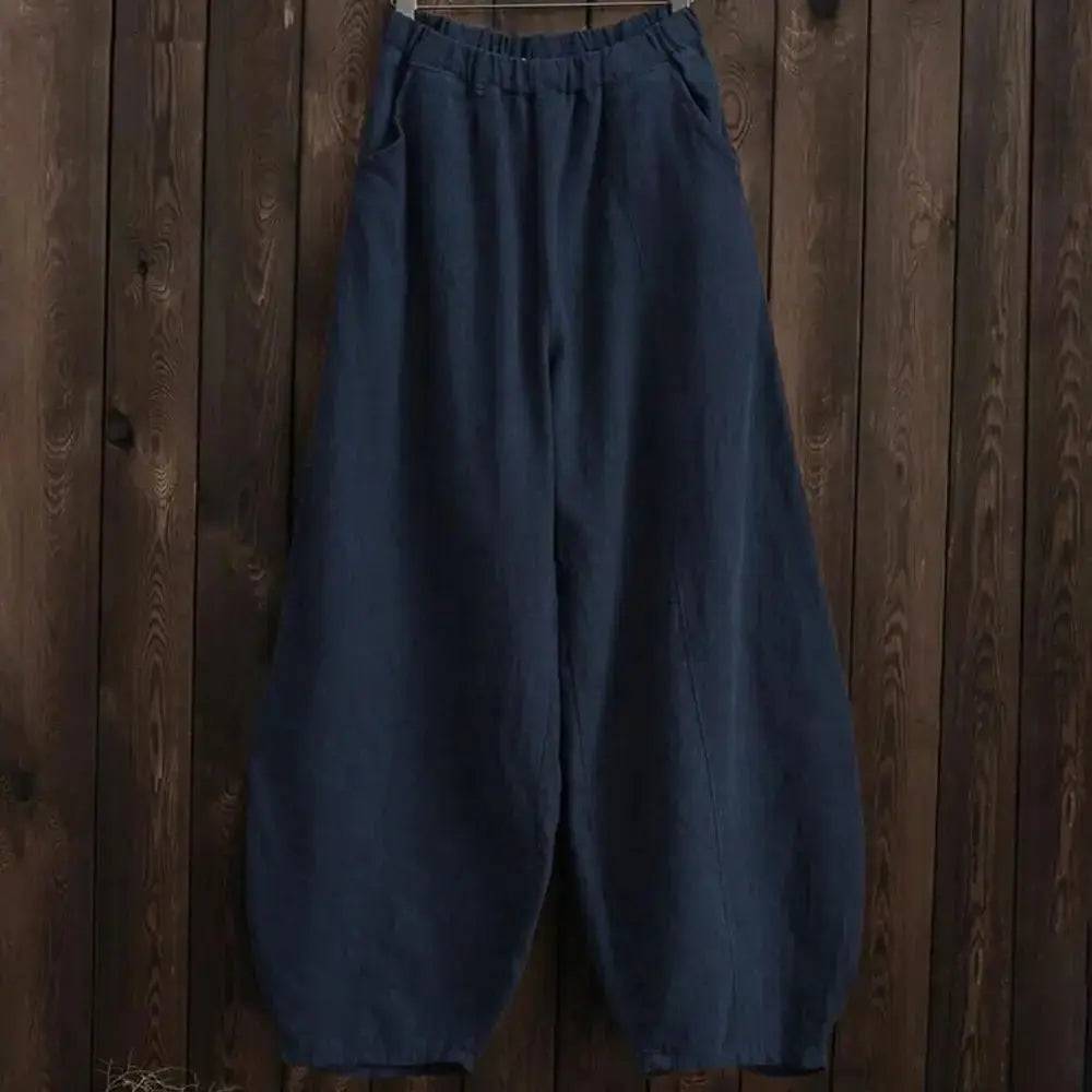 Cotton Linen Style Bloomers Wide Leg Pants - Lamiiche