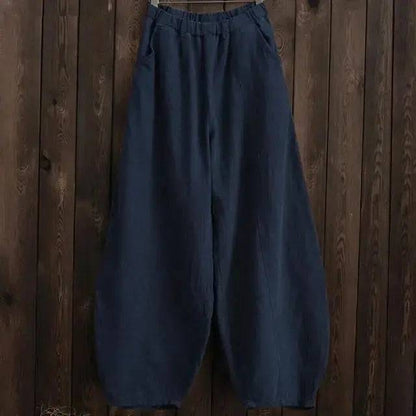 Cotton Linen Style Bloomers Wide Leg Pants - Lamiiche