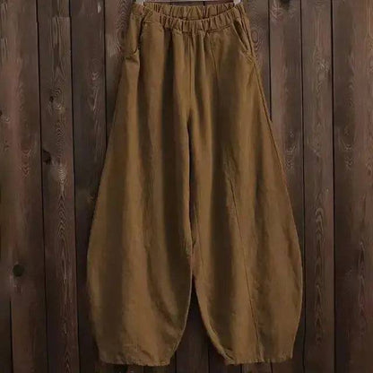 Cotton Linen Style Bloomers Wide Leg Pants - Lamiiche