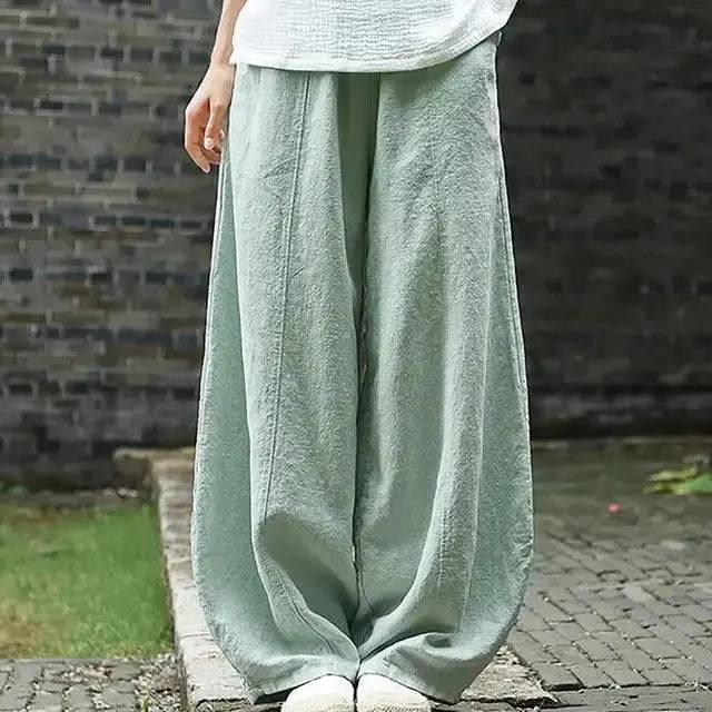 Cotton Linen Style Bloomers Wide Leg Pants - Lamiiche