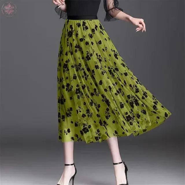 Mesh Floral Skirt For Women - Lamiiche