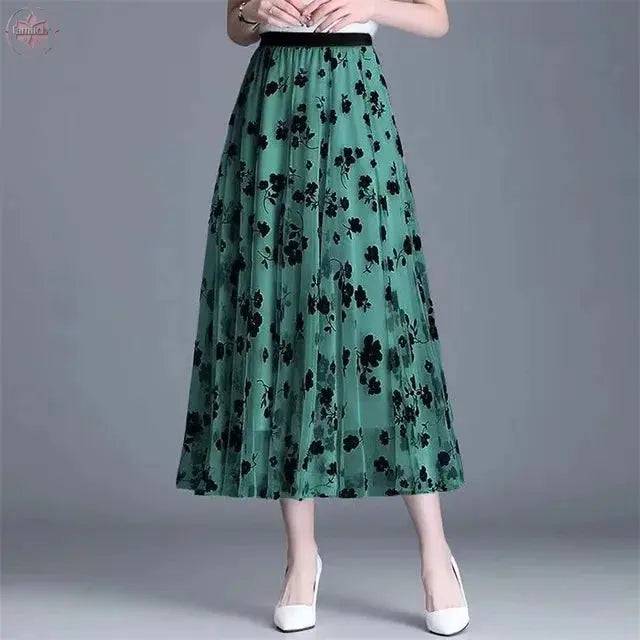 Mesh Floral Skirt For Women - Lamiiche