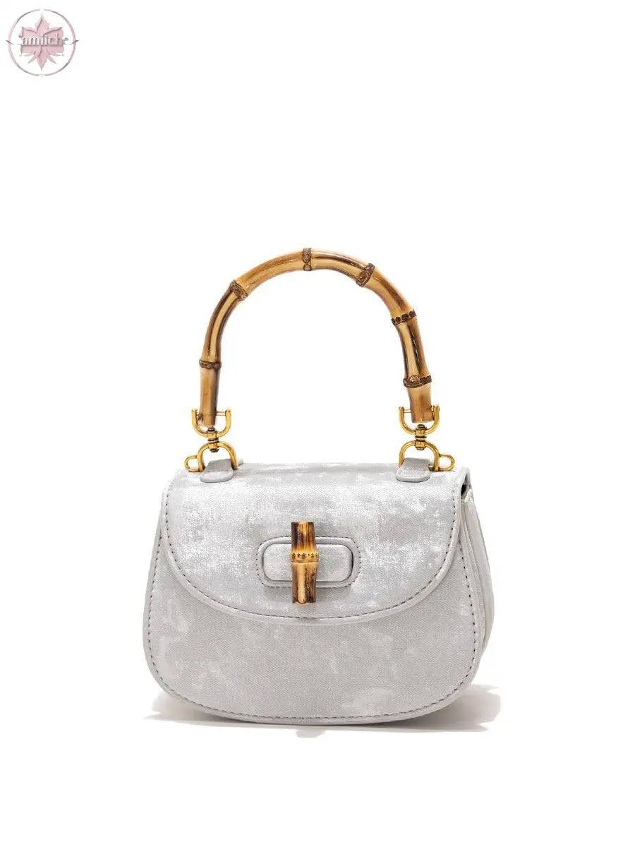 Western style bamboo joint handbag versatile commuting bag single shoulder crossbody saddle bag - Lamiiche