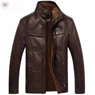 Mountainskin Leather Jacket Men Coats 5XL Brand High Quality PU Outerwear Men Business Winter Faux Fur Male Jacket - Lamiiche