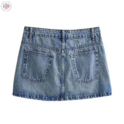 High waisted and slim fit denim short skirt with a vintage look - Lamiiche