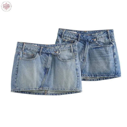 High waisted and slim fit denim short skirt with a vintage look - Lamiiche