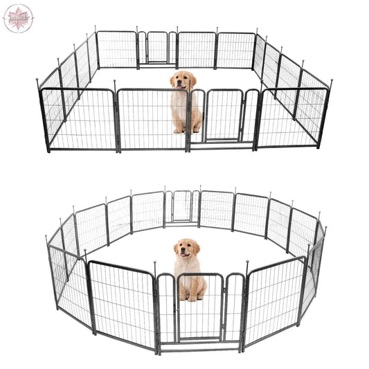 16 Panels Dog Playpen for outdoor,yard,camping,24"Height dog fence with 2 doors. - Lamiiche