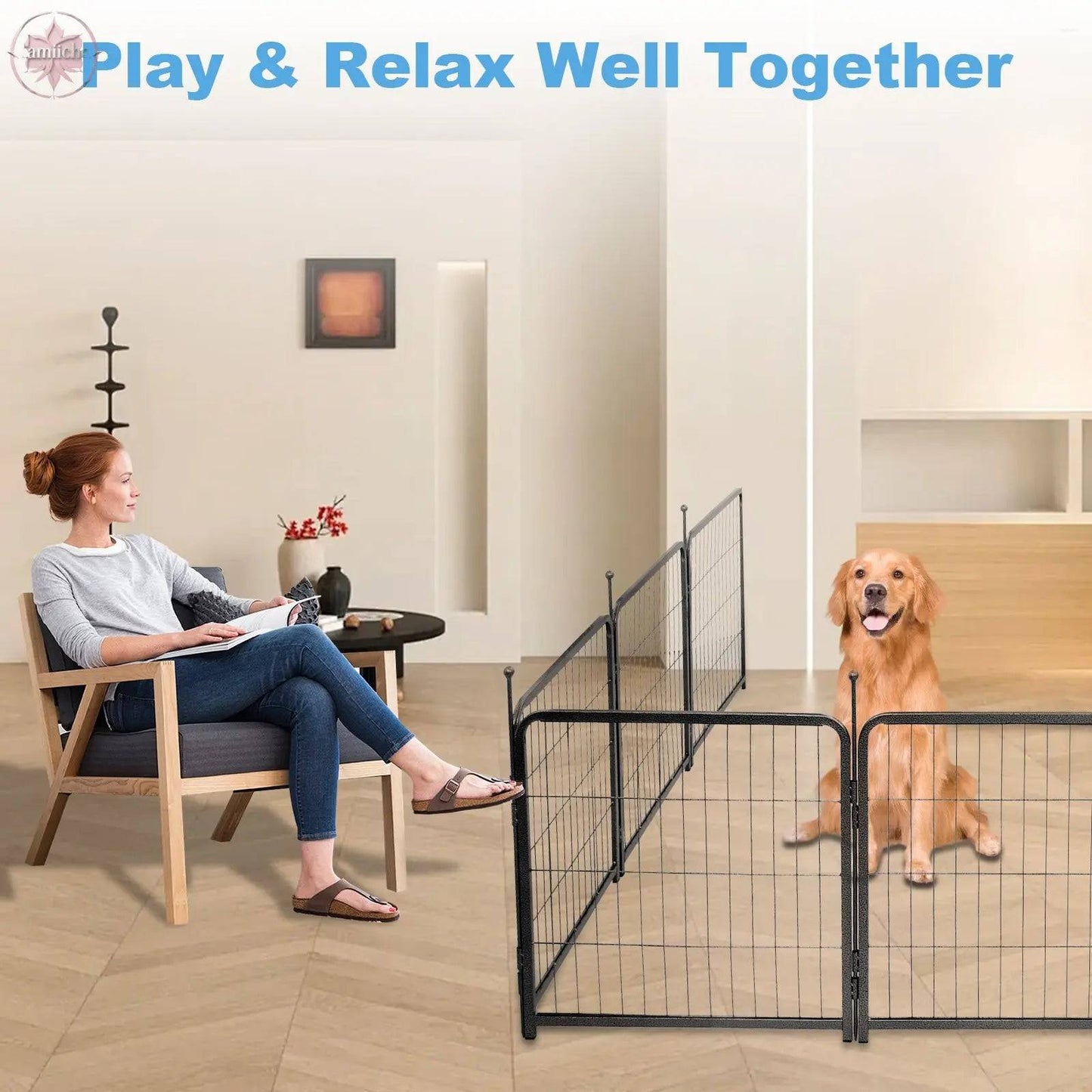 16 Panels Dog Playpen for outdoor,yard,camping,24"Height dog fence with 2 doors. - Lamiiche