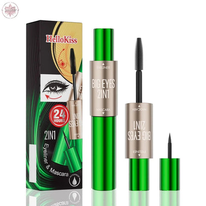 2-in-1 long and thick double-ended mascara, natural and smooth, no smudge cross-border makeup eyeliner - Lamiiche