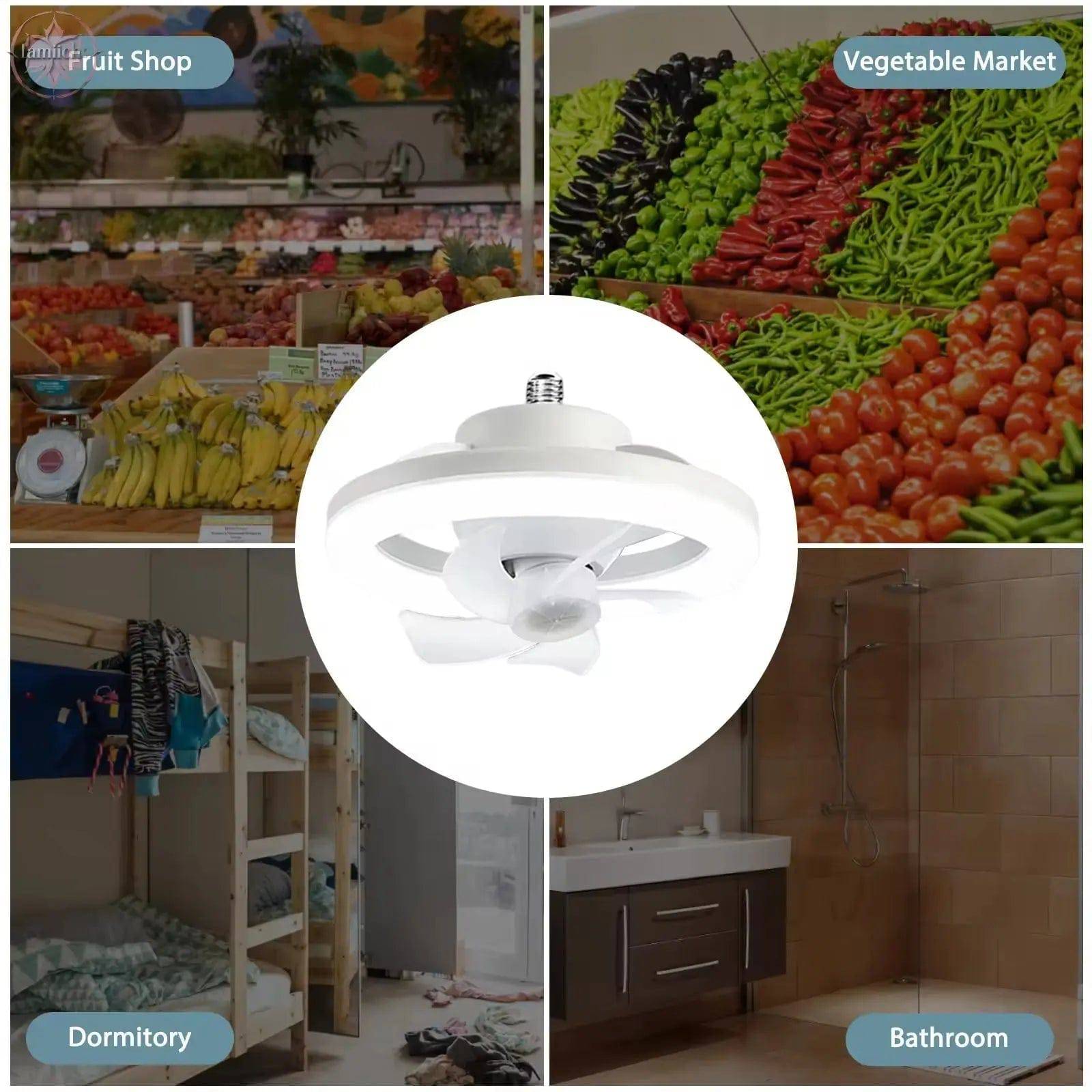 360 Rotating 48W Ceiling Fan E27 With Led Light And Remote Control 360 Rotation Cooling Electric fan Lamp Chandelier For Room Home Decor - Lamiiche