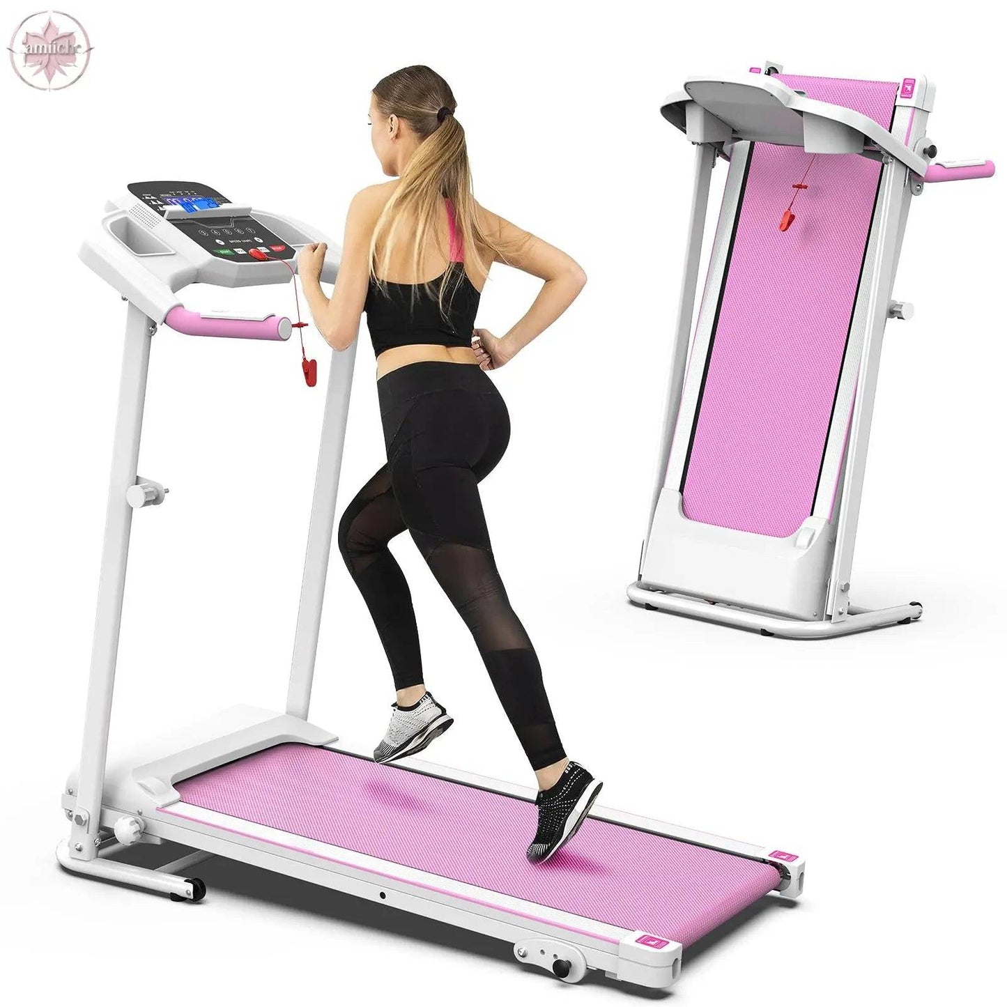 Foldable Treadmill 2.5HP Electric Folding Treadmill Running Walking Machine for Home Gym, Max 265 LBS Weight Capacity - Lamiiche