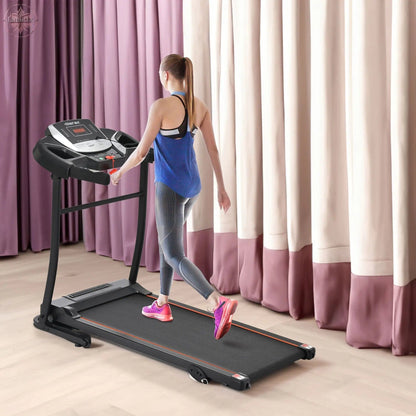 Home folding treadmill with pulse sensor, 2.5-horsepower silent brushless motor, 3-level tilt, 12 preset programs - Lamiiche