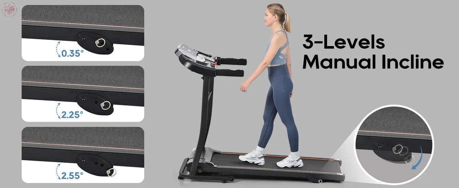 Home folding treadmill with pulse sensor, 2.5-horsepower silent brushless motor, 3-level tilt, 12 preset programs - Lamiiche