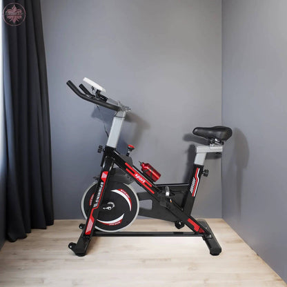 Indoor Exercise Bike Cycling Bike with Comfortable Seat Cushion Black+Red - Lamiiche