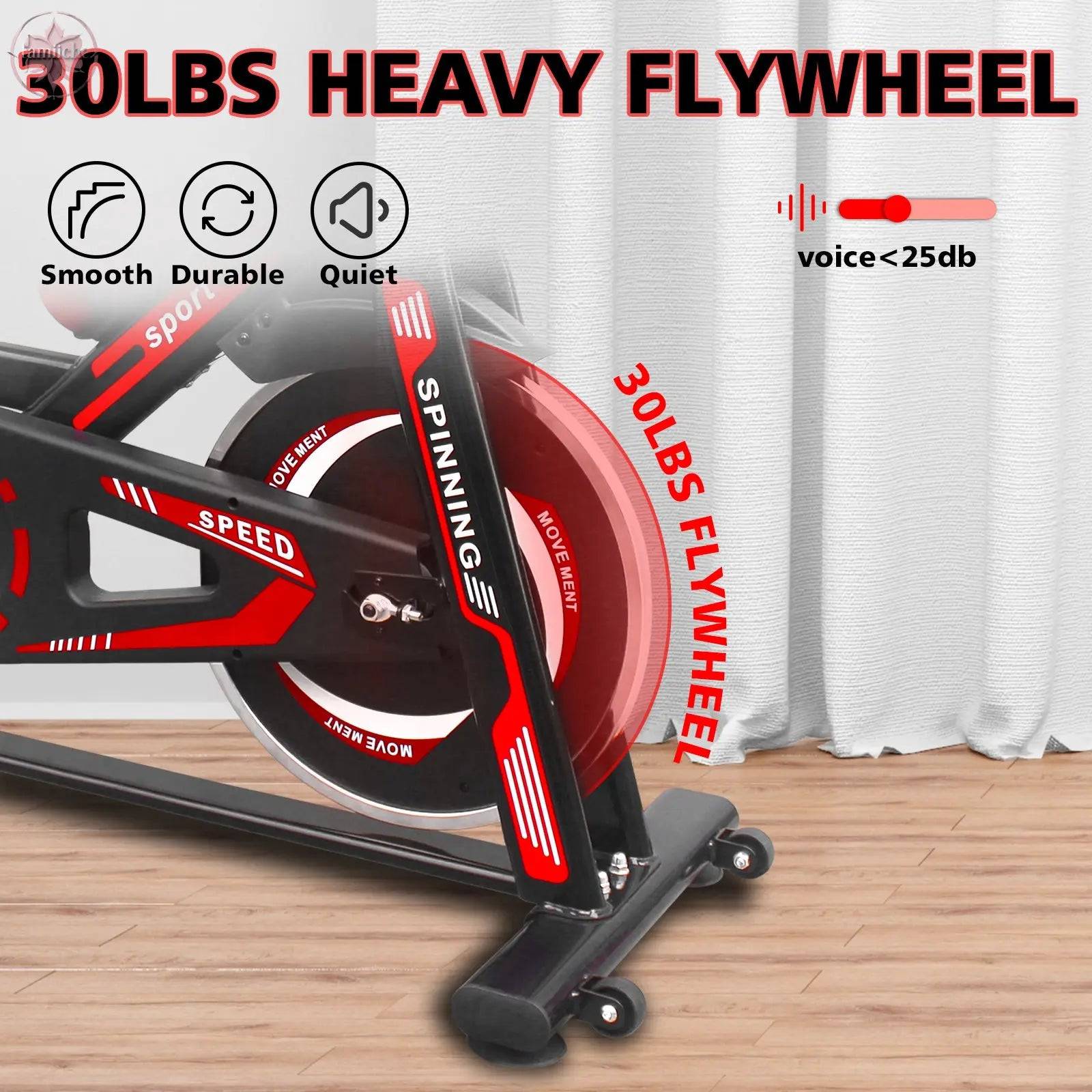 Indoor Exercise Bike Cycling Bike with Comfortable Seat Cushion Black+Red - Lamiiche